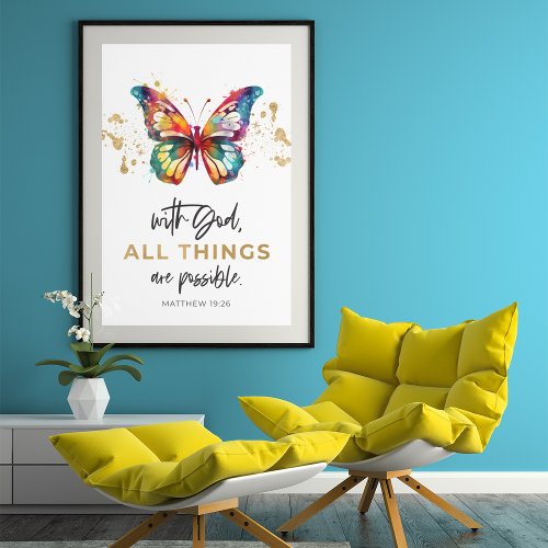 Matthew 1926 All Things are Possible Butterfly Poster