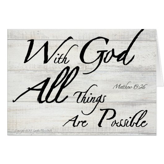 Matthew 19:26 Bible Verse on Woodgrain Image (Front Horizontal)