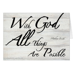 Matthew 19:26 Bible Verse on Woodgrain Image Cards