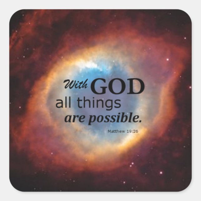Matthew 19:26 square sticker (Front)