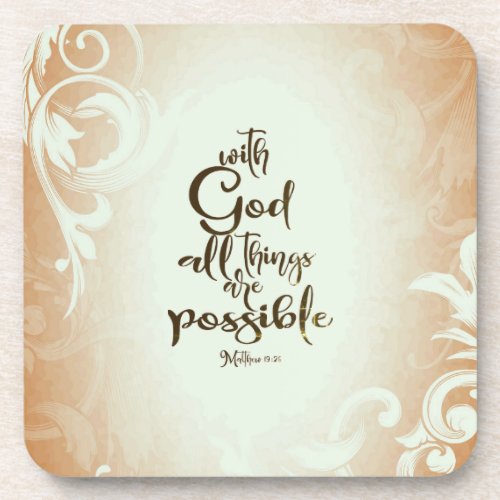 Matthew 1926 With God All Things are Possible Beverage Coaster