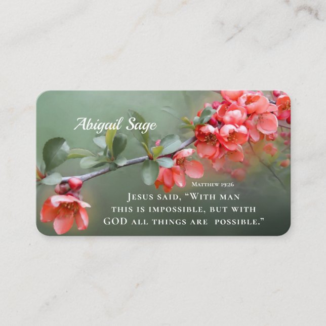 Matthew 19:26 With GOD All Things are Possible Business Card (Front)