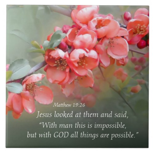 Matthew 1926 With GOD All Things are Possible Ceramic Tile