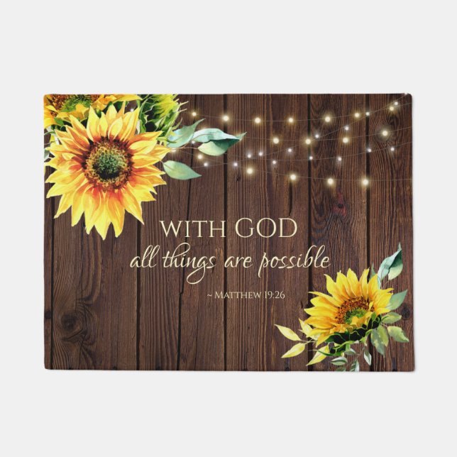 Matthew 19:26 With God all things are Possible Doormat (Front)