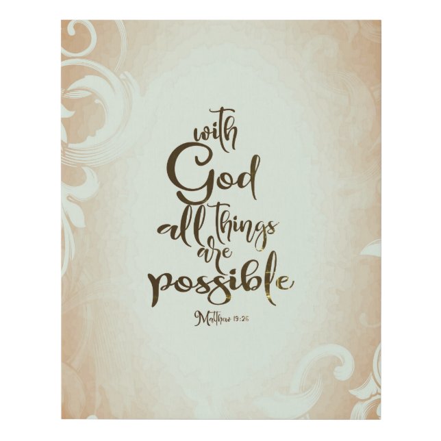 Matthew 19:26 With God All Things are Possible Faux Canvas Print (Front)
