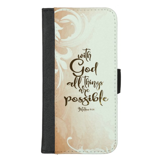Matthew 19:26 With God All Things are Possible iPhone Wallet Case (Front)