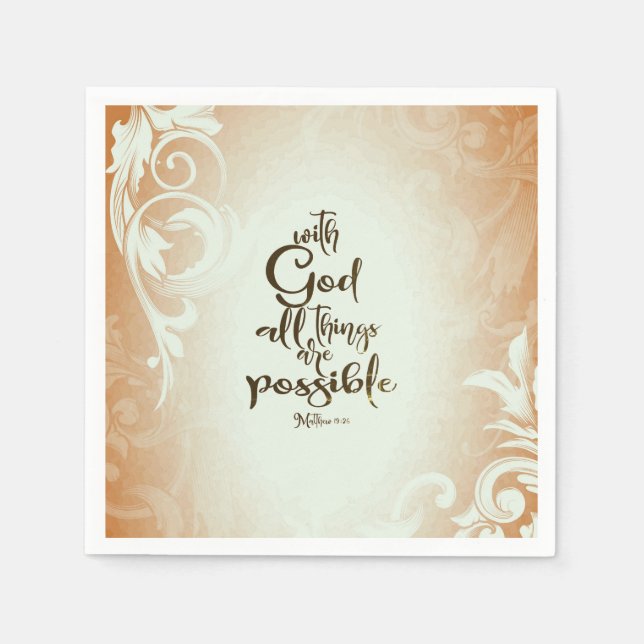 Matthew 19:26 With God All Things are Possible Napkins (Front)