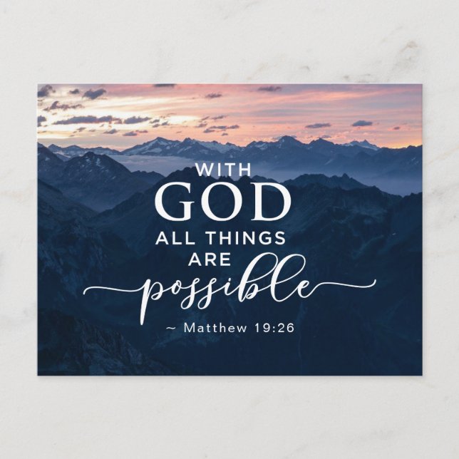 Matthew 19:26 With God All Things are Possible Postcard (Front)
