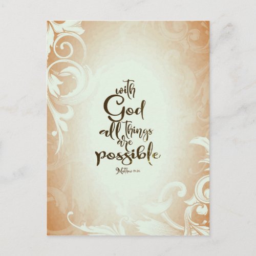 Matthew 1926 With God All Things are Possible Postcard