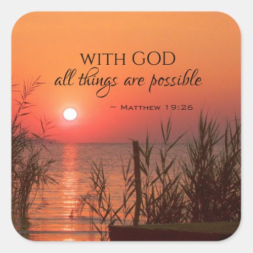 Matthew 1926 With God all things are possible Square Sticker