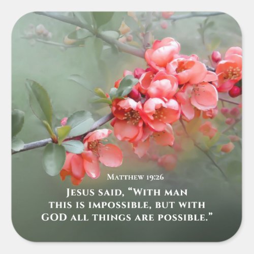Matthew 1926 With GOD All Things are Possible Square Sticker