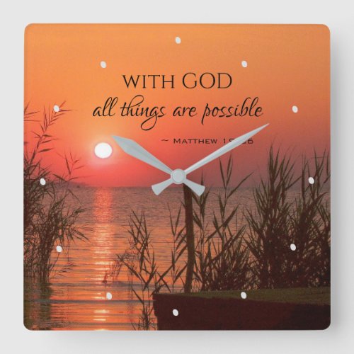Matthew 1926 With God all things are possible Square Wall Clock