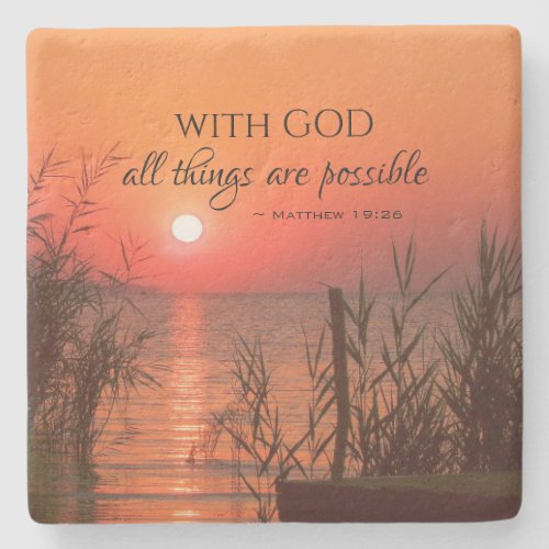 Matthew 1926 With God all things are possible Stone Coaster