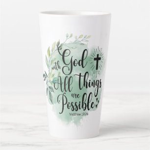 Matthew 19:26 With God all things Possible Leaf Latte Mug