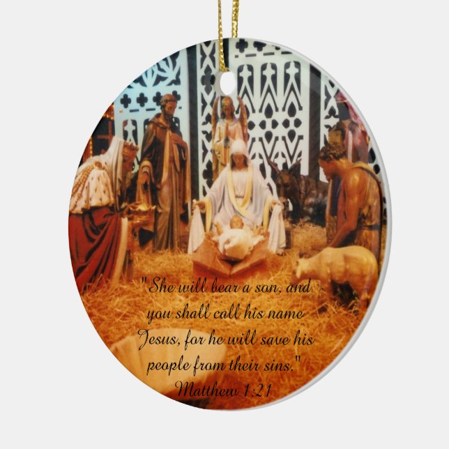 Matthew 1:21 Nativity scene Ornament (Left)