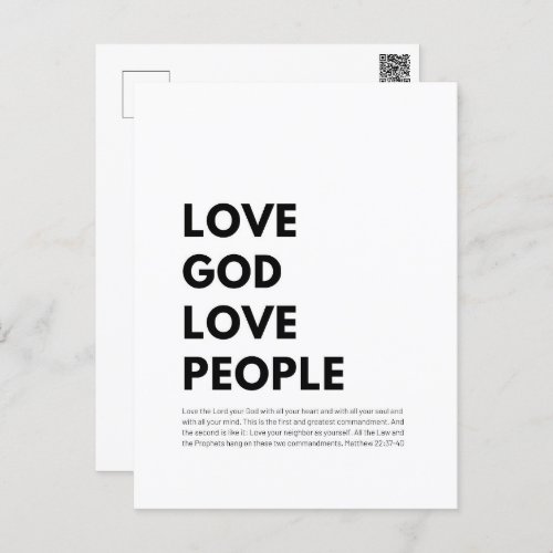 Matthew 2237_40 Love God Love People Postcard