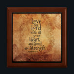 Matthew 22:37 Love the Lord with all your Heart Gift Box<br><div class="desc">Beautiful vintage background Wooden Jewelry Keepsake Box features Bible Verse Matthew 22:37,  Love the Lord with all your heart and soul and strength.*</div>