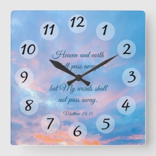 Matthew 2435 square wall clock