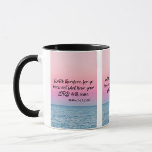 Matthew 24:42 KJV Bible Verse Pic Two-Tone Mug