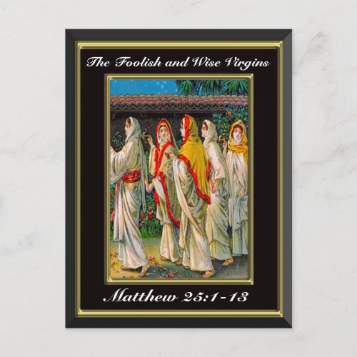 Matthew 251_13 The Foolish and Wise Virgins Black Postcard