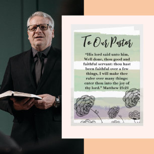 Matthew 25:21 Pastor Appreciation Letterpress Thank You Card