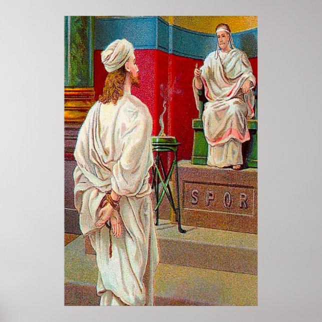 Matthew 27:11-26 Pilate Questions Jesus poster (Front)