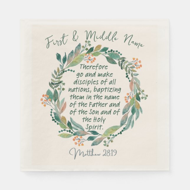 Matthew 28:19 Baptismal  Napkins (Front)