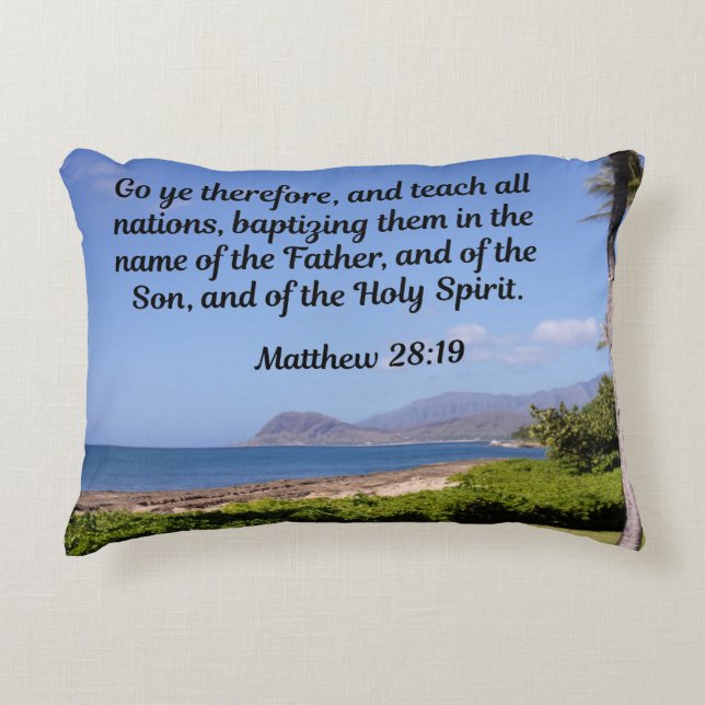 Matthew 28:19 Go ye therefore, and teach all  Accent Pillow (Front)