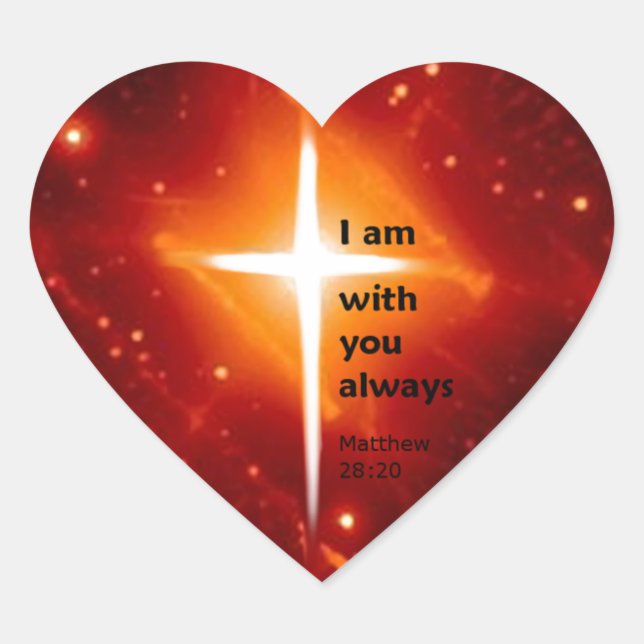 Matthew 28:20 heart sticker (Front)
