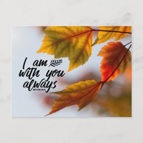 Matthew 28 20 I Am With You Always Fall Leaves Postcard