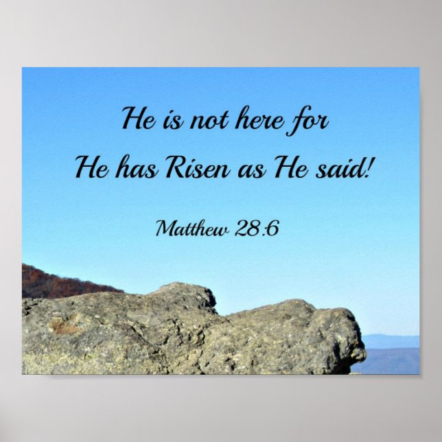 Matthew 28:6 He is not here, for He has risen Poster (Front)