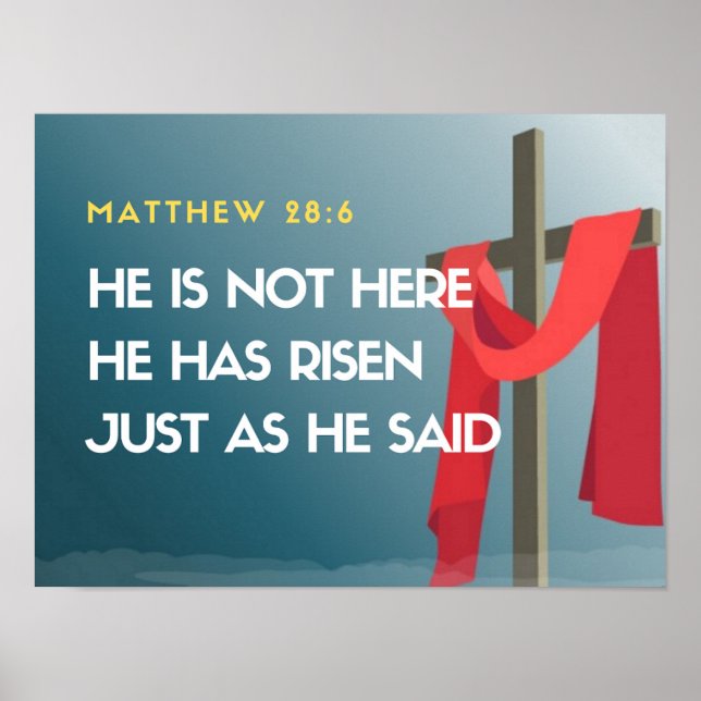 Matthew 28:6 He is not here, He is Risen Poster (Front)