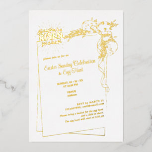 Matthew 28:6 He Is Risen Religious Easter Eggs Foil Invitation