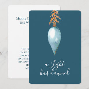 Matthew 4:16   Custom Blue Watercolor Christmas Holiday Card