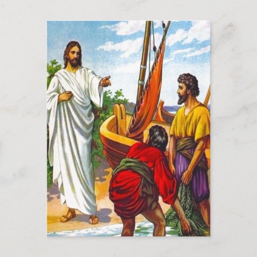 Matthew 418_22 Jesus Calls Fishermen to Follow 2p Postcard