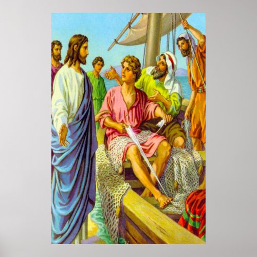 Matthew 418_22 Jesus Calls Fishermen to Follow Poster