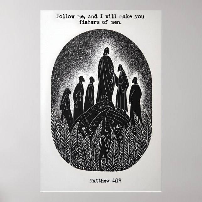 Matthew 4 19 Fishers of Men Art Print Follow Me (Front)