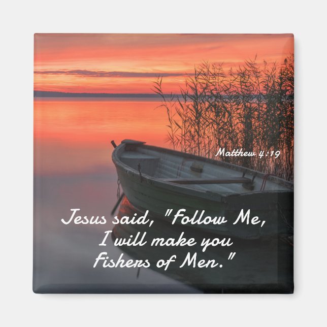 Matthew 4:19 Fishers of Men Christian Bible Verse Magnet (Front)