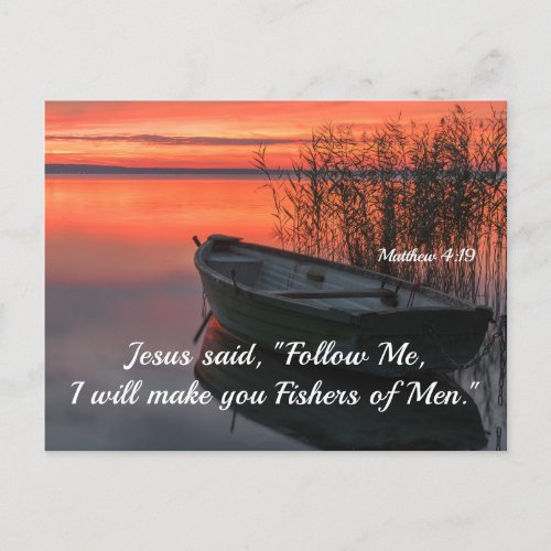 Matthew 419 Fishers of Men Christian Bible Verse Postcard