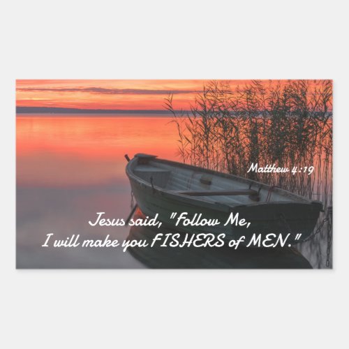 Matthew 419 Fishers of Men Christian Bible Verse Rectangular Sticker