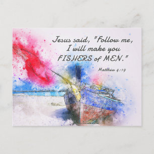 Matthew 4:19 I will make you Fishers of Men Bible Postcard
