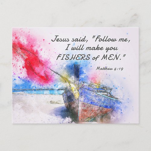 Matthew 419 I will make you Fishers of Men Bible Postcard