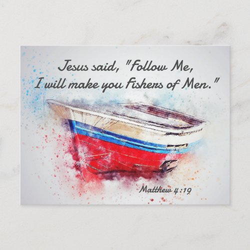 Matthew 419 Jesus said Follow Me Bible Verse Postcard