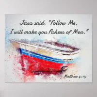 Come Follow Me Christian Poster, Matthew 4:19 Bible Poster