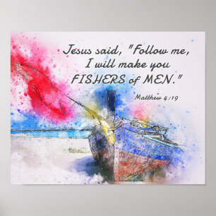 Matthew 4:19 Jesus said, Follow Me Bible Verse Poster
