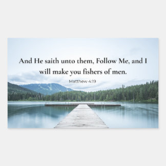 Matthew 4:19 Jesus Said Follow Me Bible Verse Rectangular Sticker