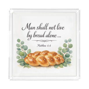 Matthew 4:4 Challah Board, Messianic Jewish Gift Acrylic Tray