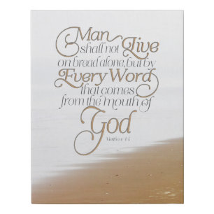Matthew 4:4 Man shall not live on bread alone Faux Canvas Print