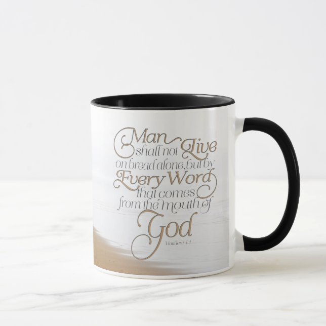 Matthew 4:4 Man shall not live on bread alone Mug (Right)