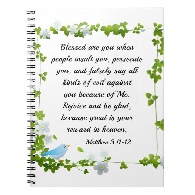 Matthew 5:11-12 Blessed are you Beatitudes Bible Notebook (Front)